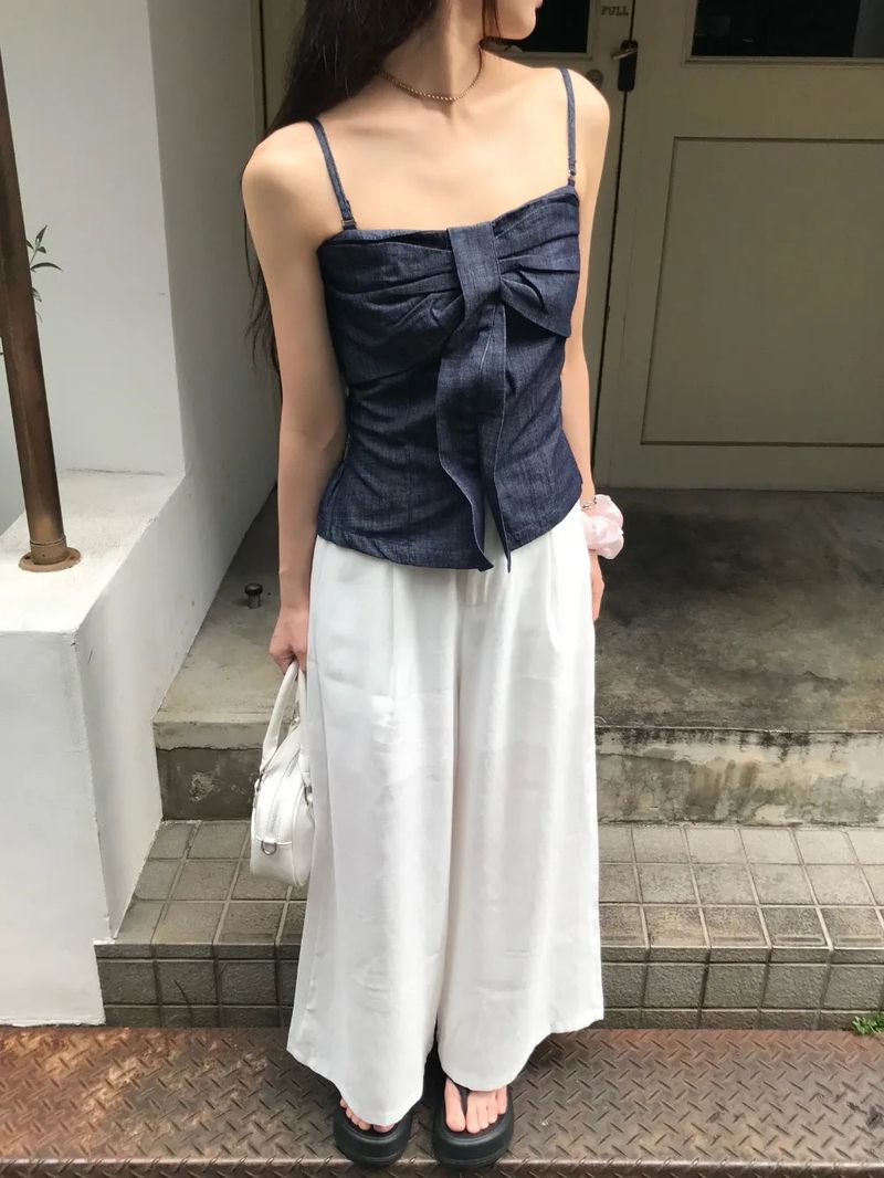 Mille Back Banding Wide Pintuck Long Pants