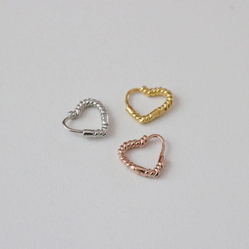 Twisted heart ring piercing / 3 color / 1pcs