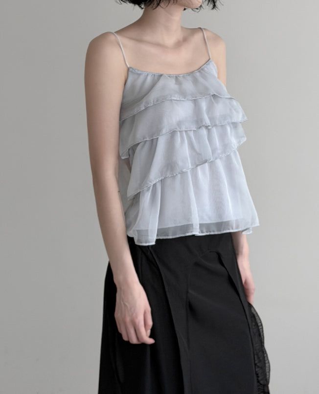 Flynn See-through Frill Tiered Blouse