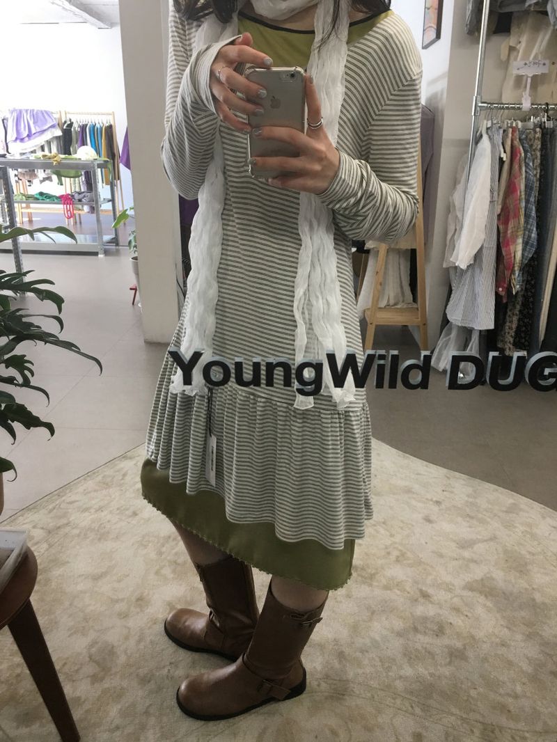 Scandi striped dress (3color)