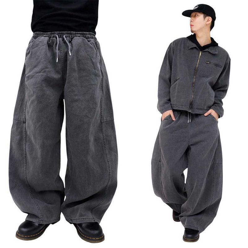 Wide Pigment Seamed Balloon Pants