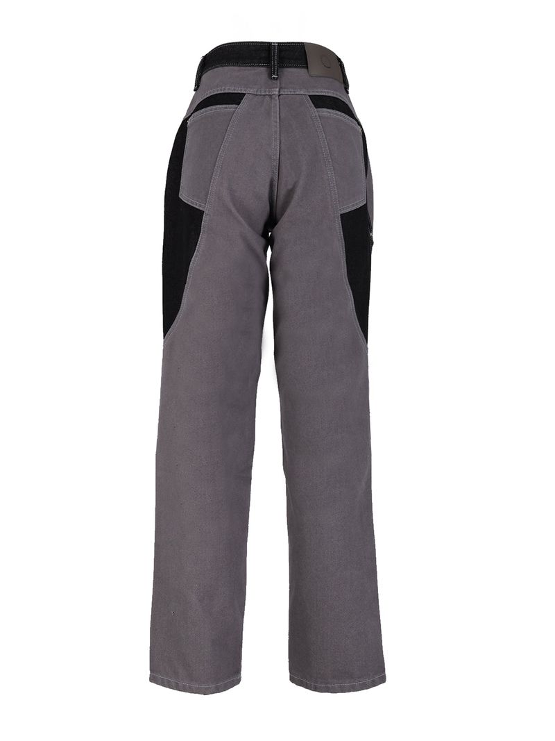 STUD GRAY CUT OUT DENIM PANTS