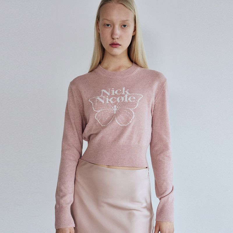 NICK&NICOLE（ニック＆ニコール）の「カシミアバタフライシグネイチャークロップ二ット（トップス）」