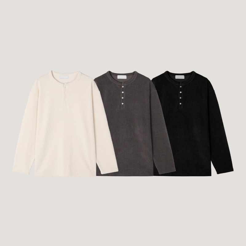 LMN Our Lip Henley Neck Golden Long Sleeve (3 colors)