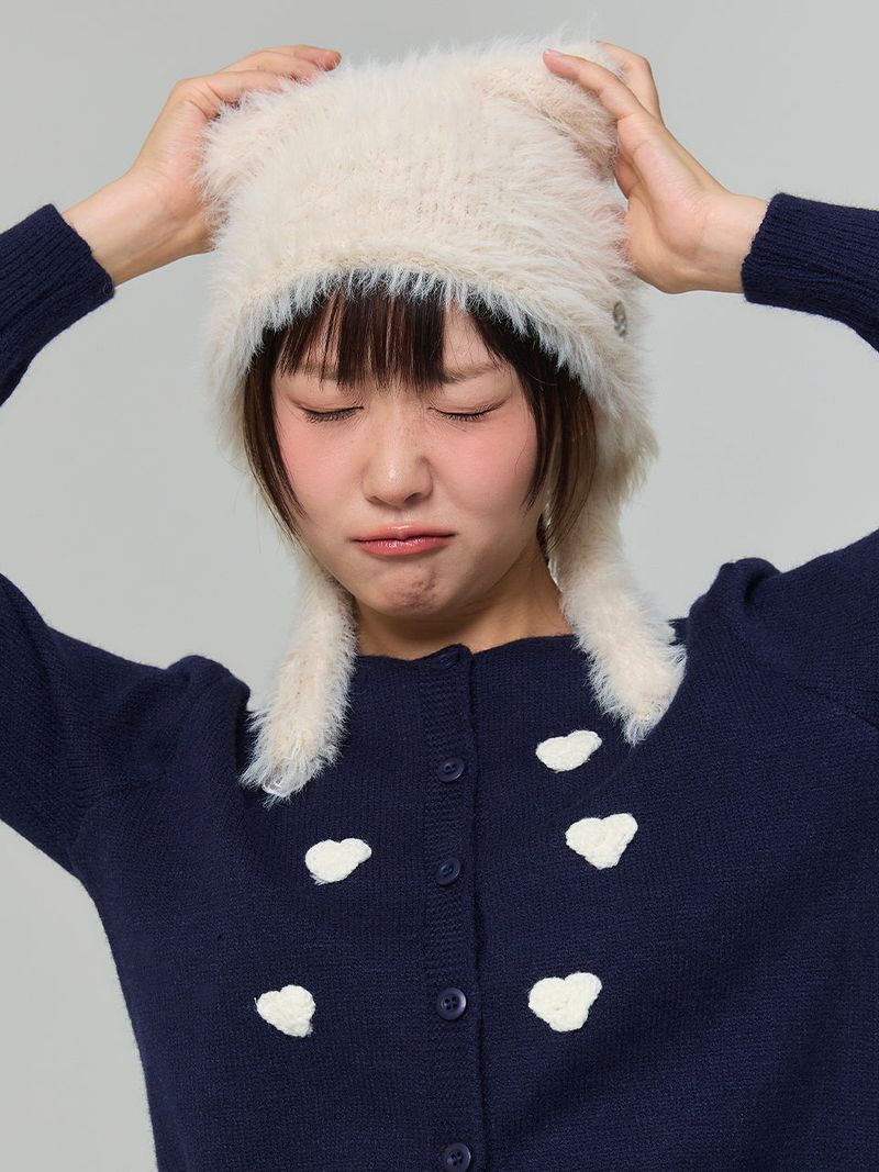 CAT FUR EARFLAP BEANIE - 4COLOR