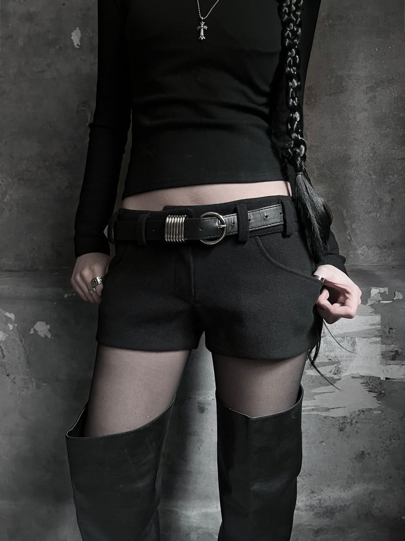 low-rise wool shorts (2color)