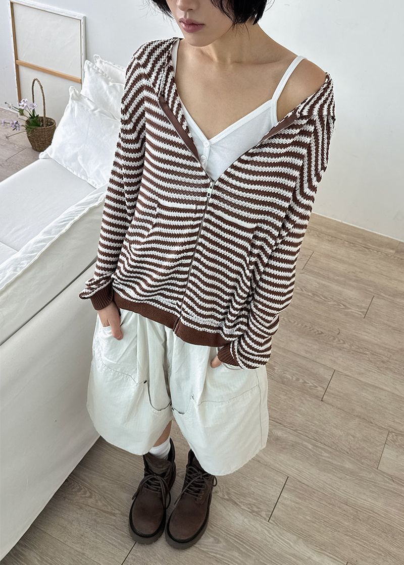 MESH STRIPE ZIP-UP