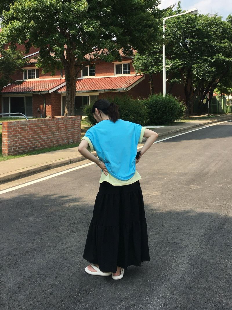 Flora Triple-Ruffle Long Skirt (2 Colors)