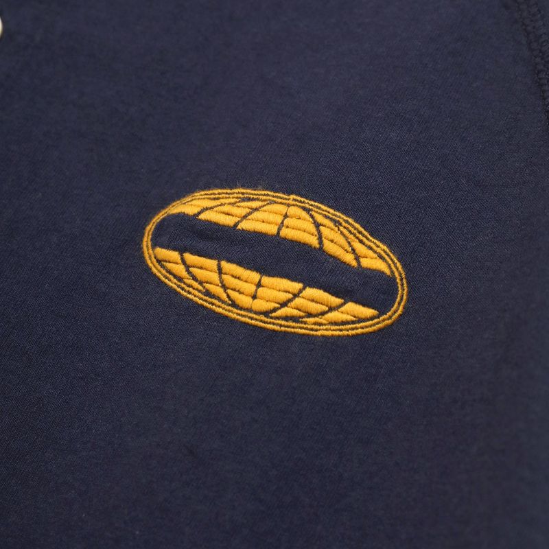 EMBROIDERED HENLEY LONG SLEEVE - NAVY
