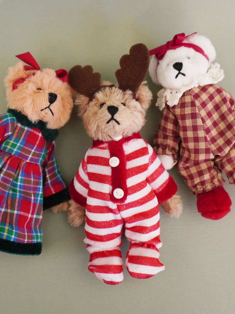 Christmas Teddy Bear Keyring - Check Dress