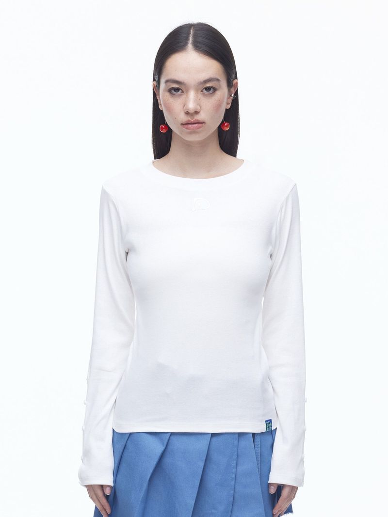 Slit Button T-shirts(WH)