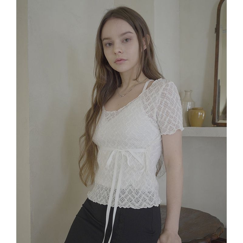 LACE RIBBON TOP-WHITE
