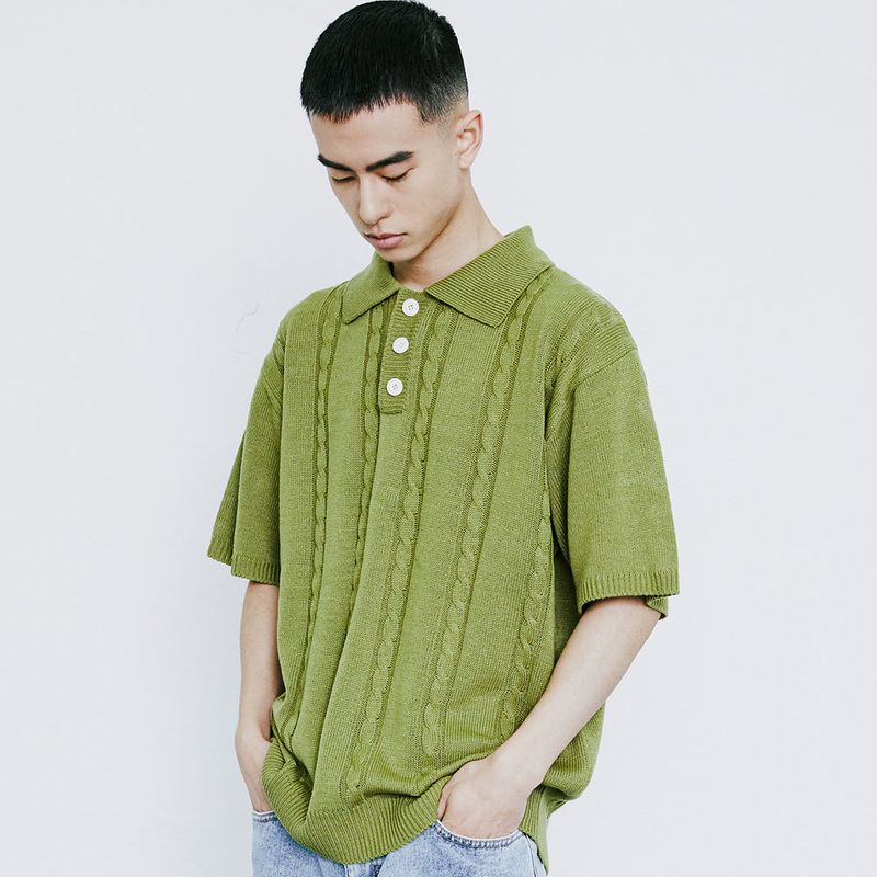 CHAIN CABLE COLLAR HALF KNIT BASIL