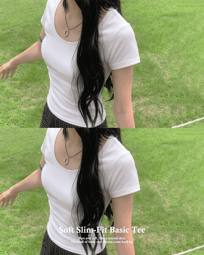 GUSTA（グスタ）の「Bare Soft Slim Fit Round Neck Basic Short Sleeve T-shirt (5 colors)（Tops）」