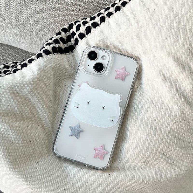 [phone grip] silver cat