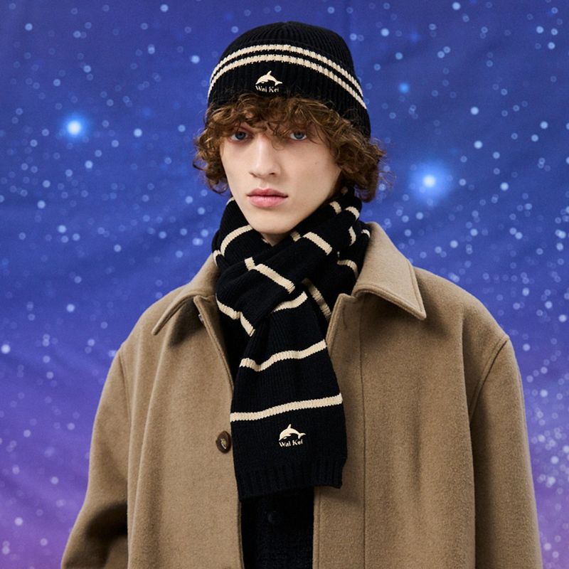 Dolphin stripe knit muffler