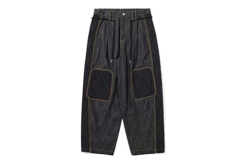 QUILTED DENIM PANTS