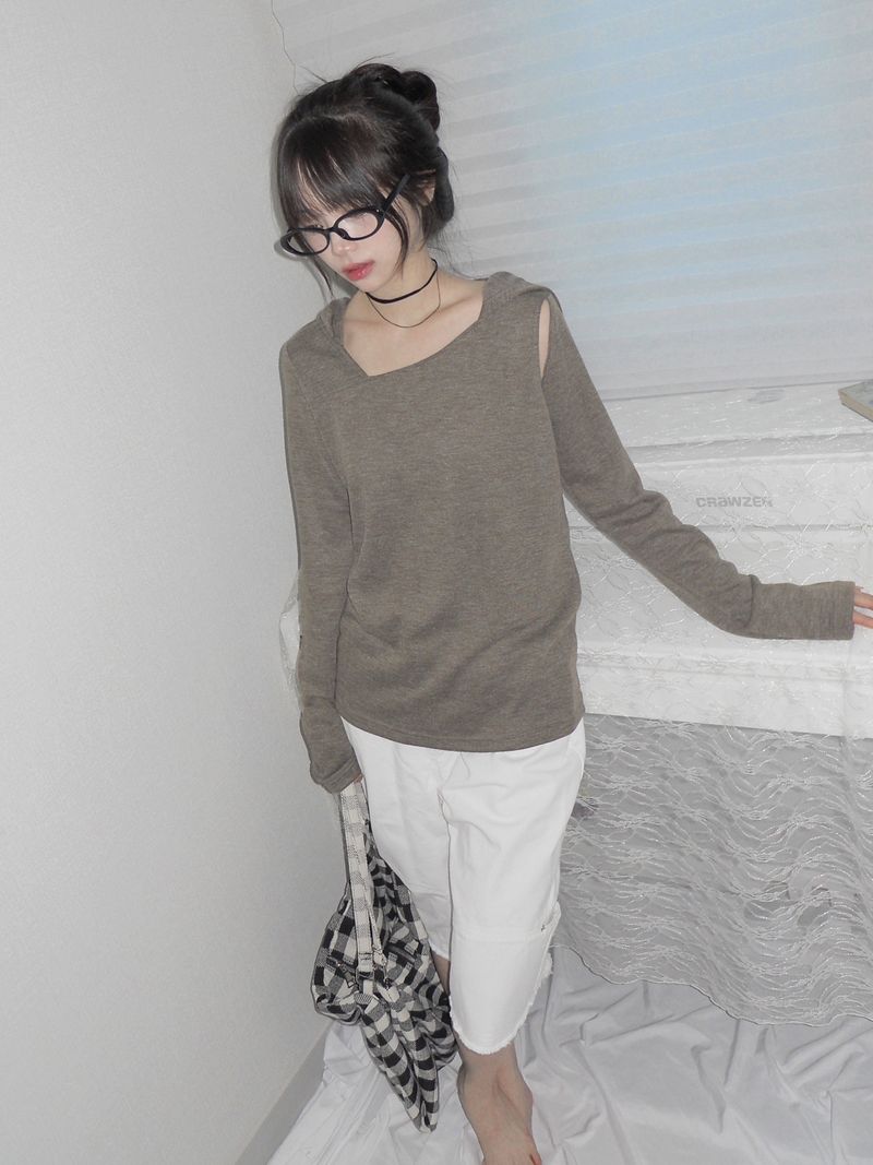 unbal slit hoodie