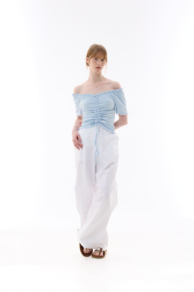 BIJOU PPINTUCK BANDING PANTS / WHITE