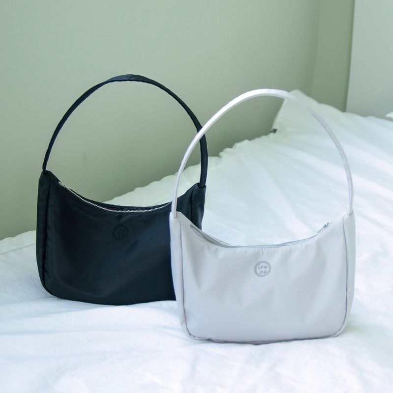nylon mini hobo bag_cool grey