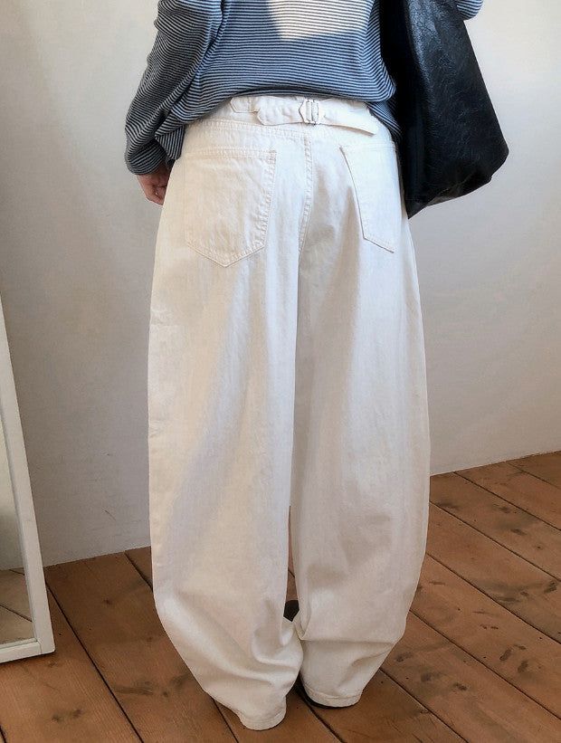 Backpoint Herringbone Cotton100 Wide Pants (2color)