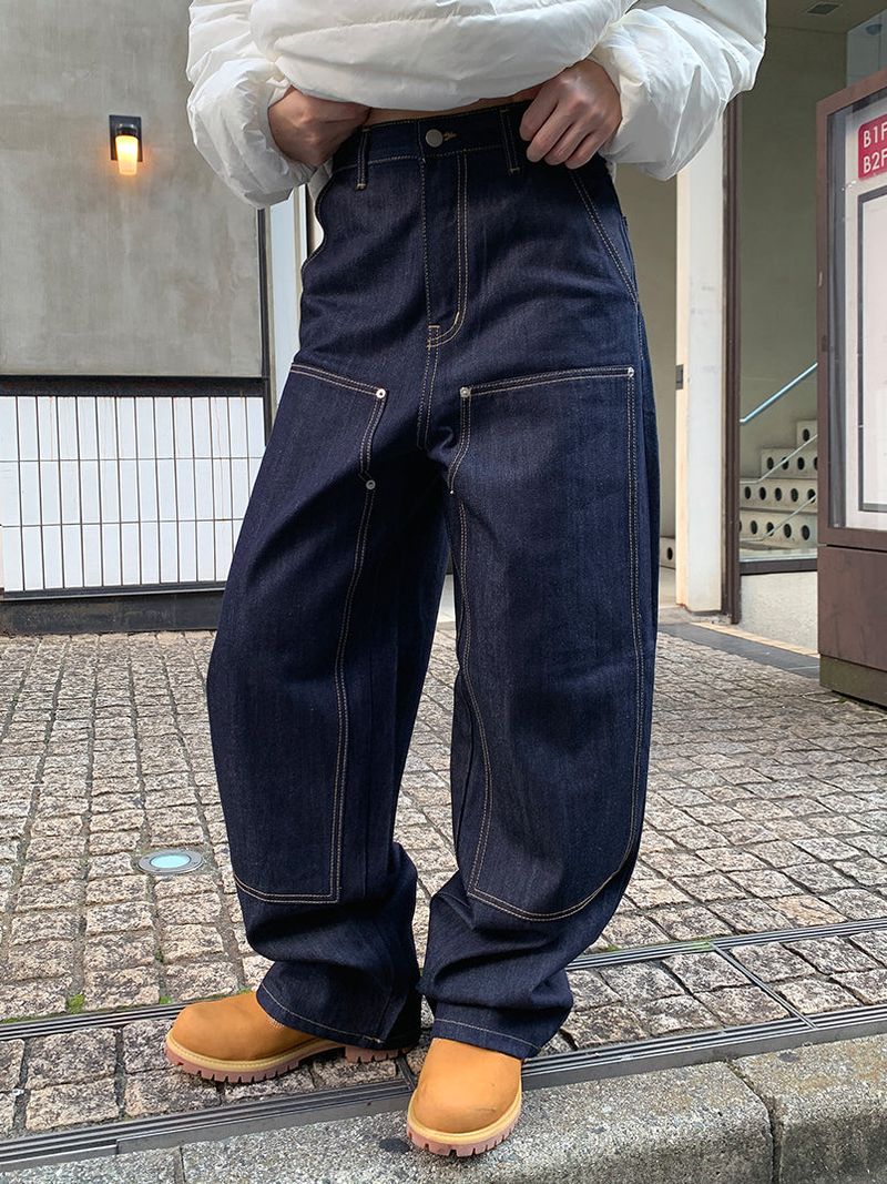 DOUBLE KNEE RAW JEANS (2C)