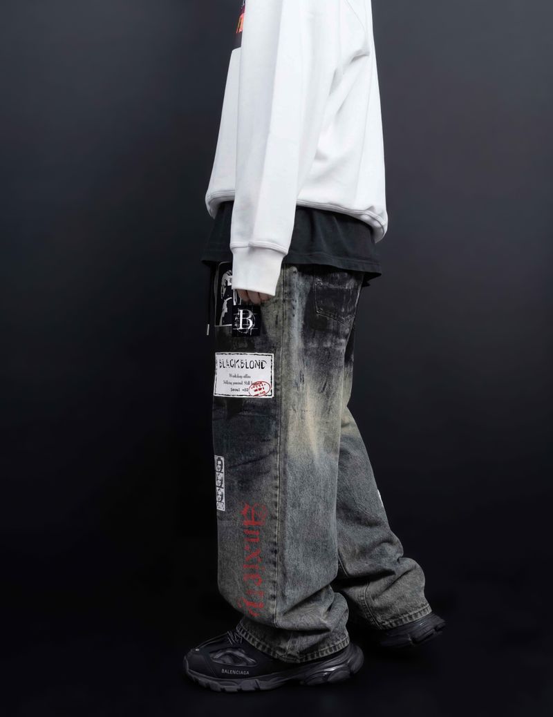 BBD Anxiety Multi Patch Denim Pants (Rusty Blue)