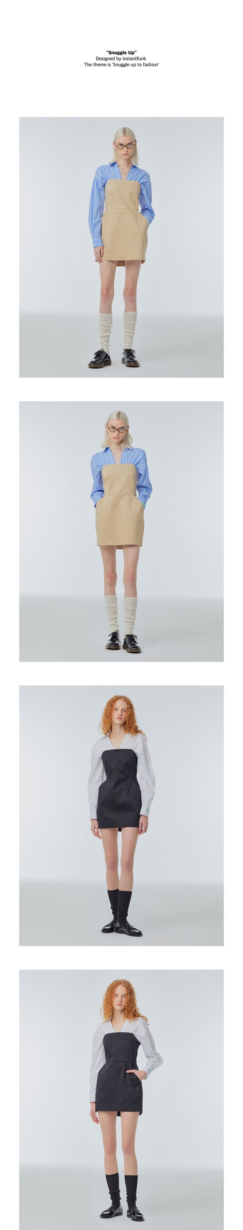 Blouse mixed mini dress