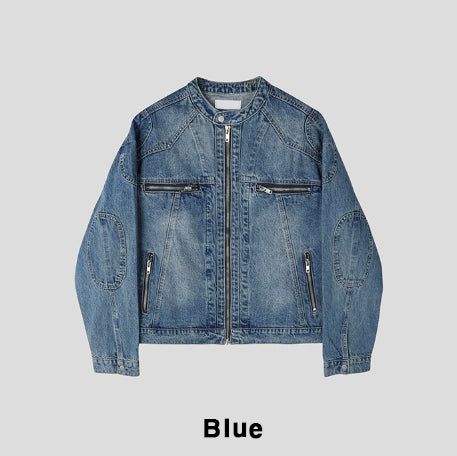 Motorick cut-out patch biker denim jacket