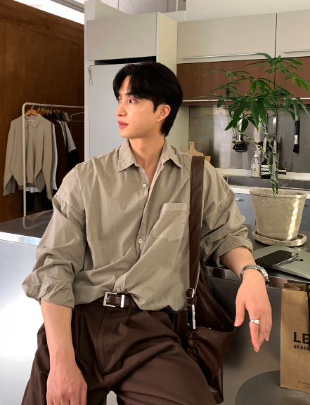 Glass Pigment Basic Cotton Shirt