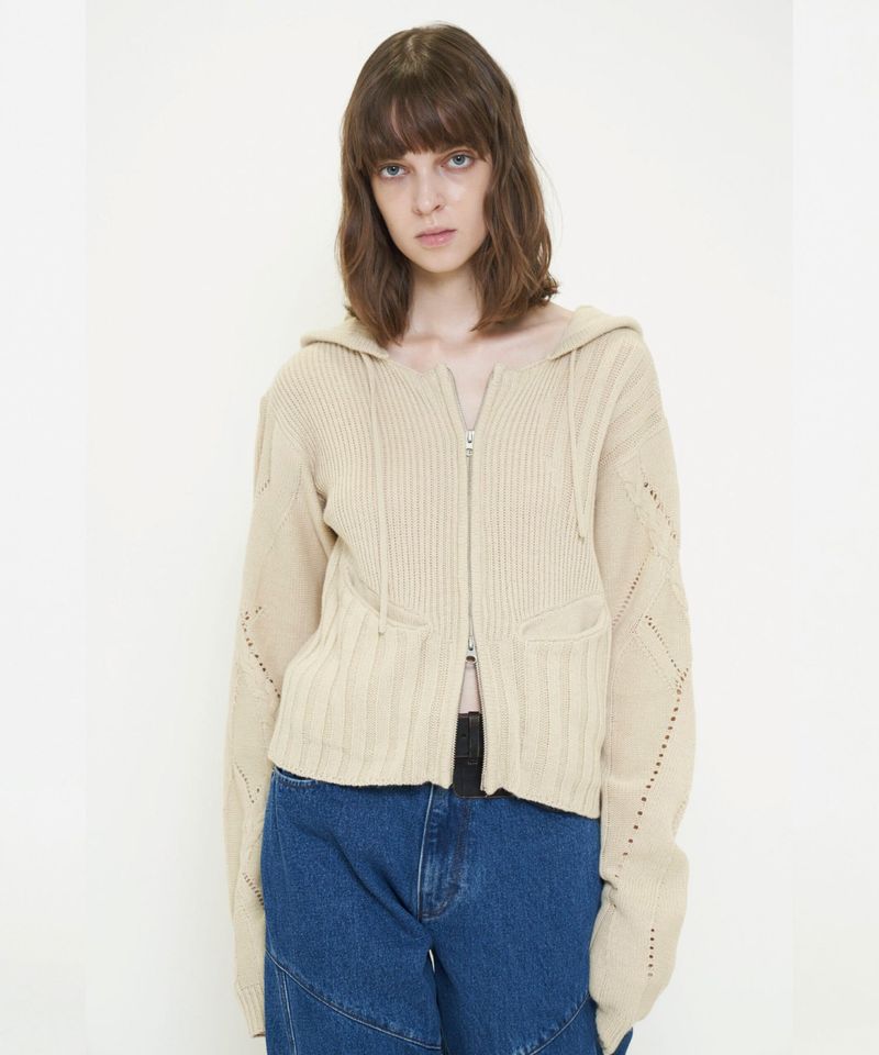 DOUBLE ZIP KNIT HOODIE