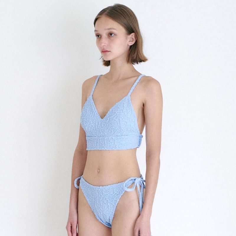 STRING SHIRRING BIKINI SET / SKY BLUE