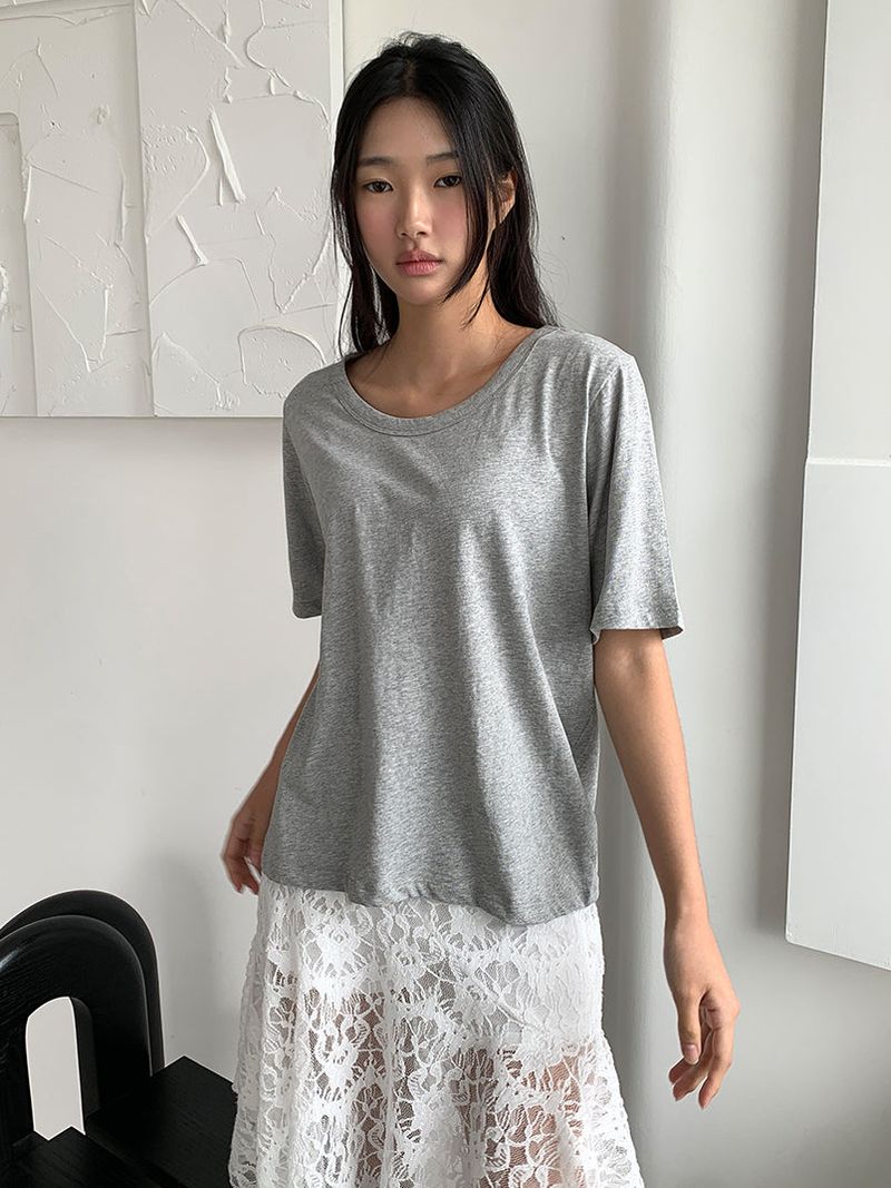 AIR U-NECK LOOSE TEE (5C)