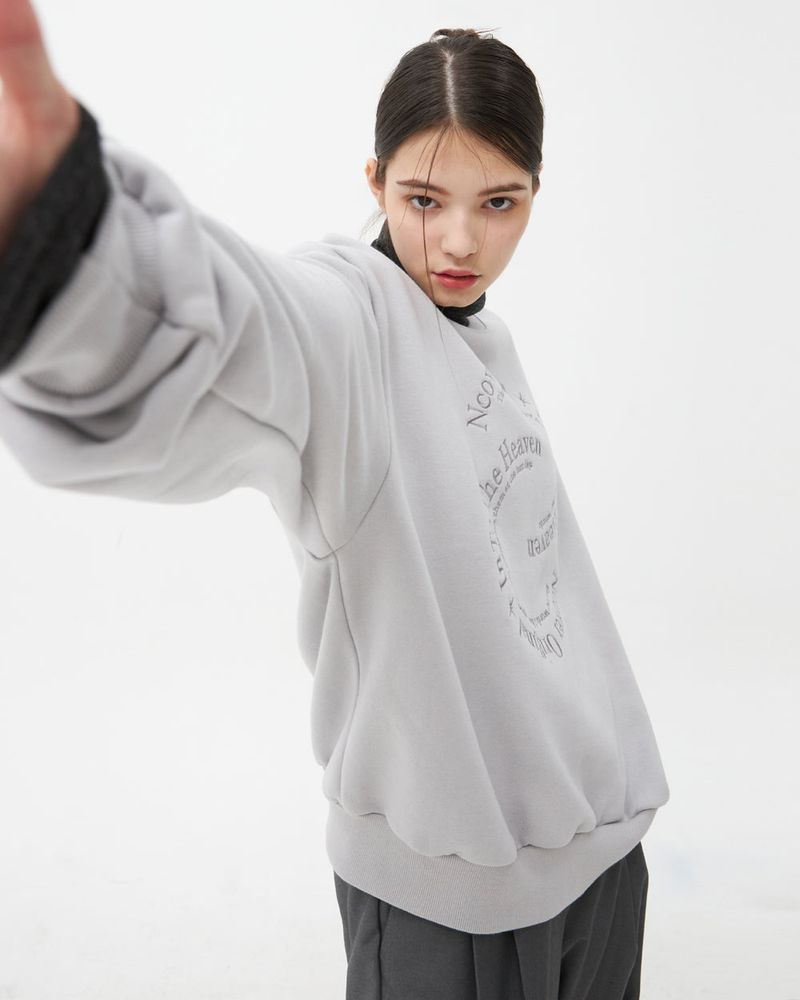 SEMICIRCLE TEXT SWEATSHIRT-GREY