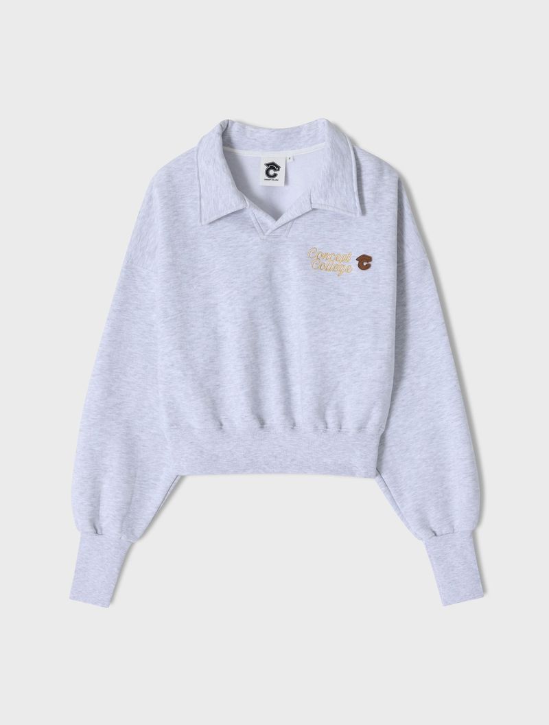 CONCEPT COLLEGE（コンセプトカレッジ）の「Basic logo Collar Cropped Sweatshirt / Ash Gray [Women]（Tops）」