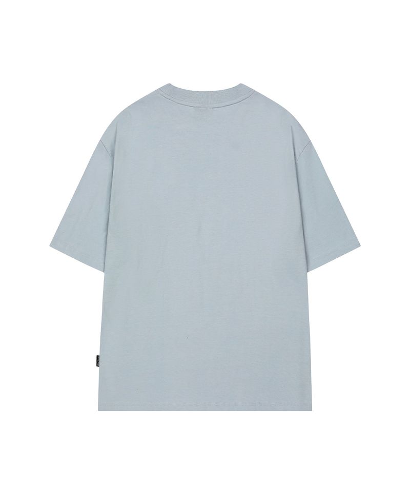 エンジェルラビットアスキーグラフィックオーバーフィットTシャツ - グレイッシュブルー