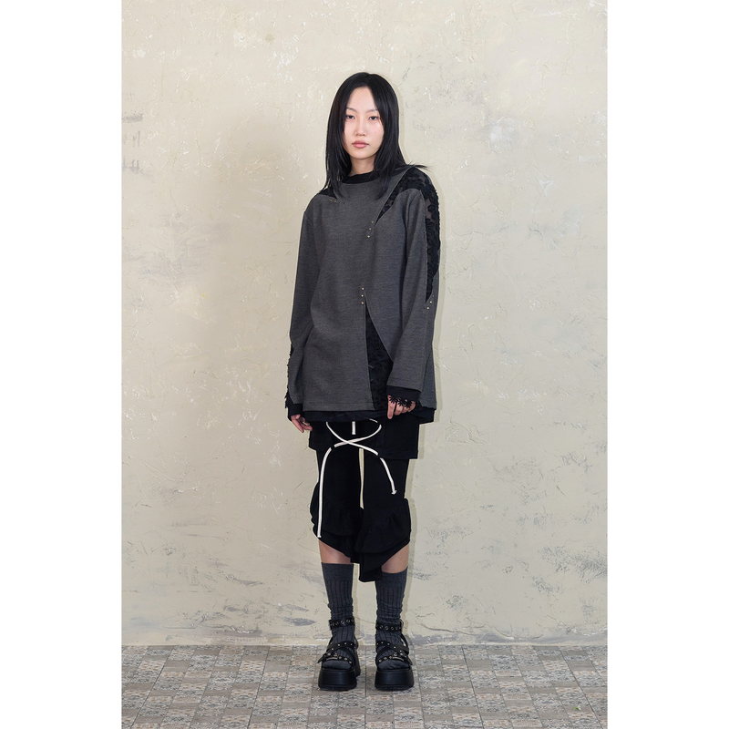 LACE-UP CONVERTIBLE JUMPSUIT: BLACK