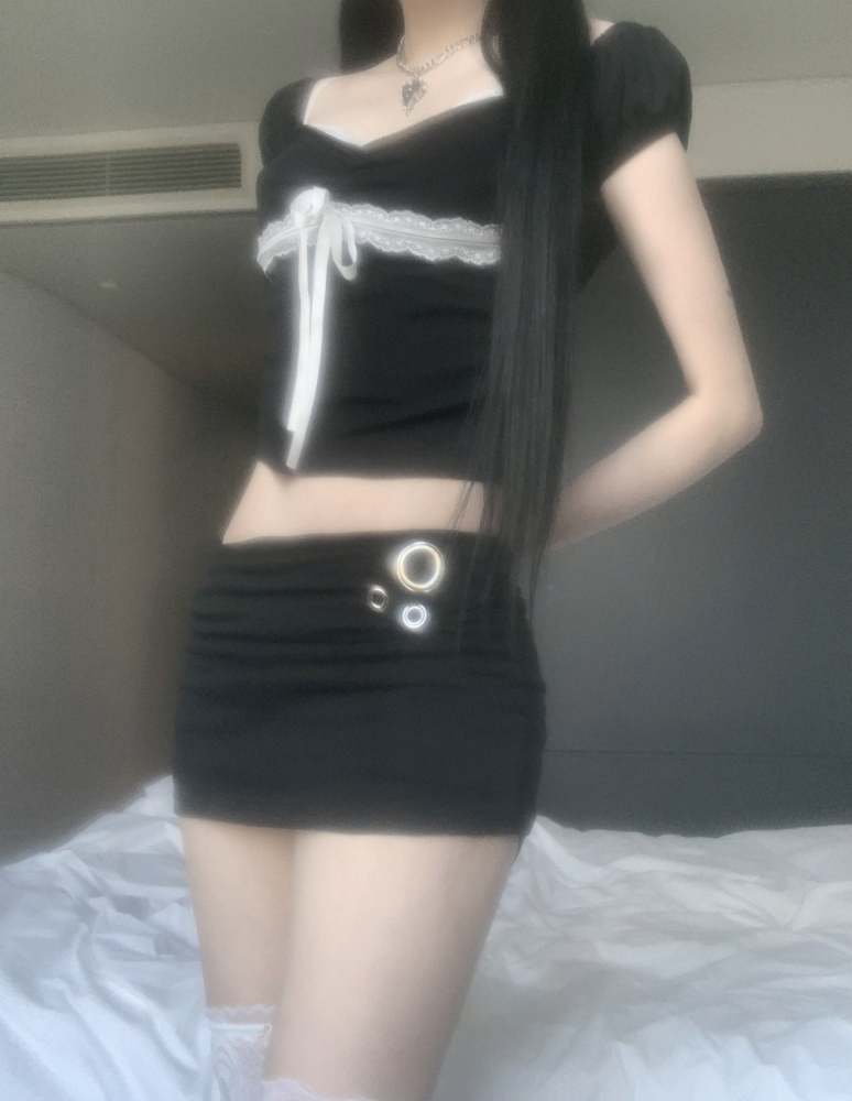 Hacken Ribbon Lace Top (black)