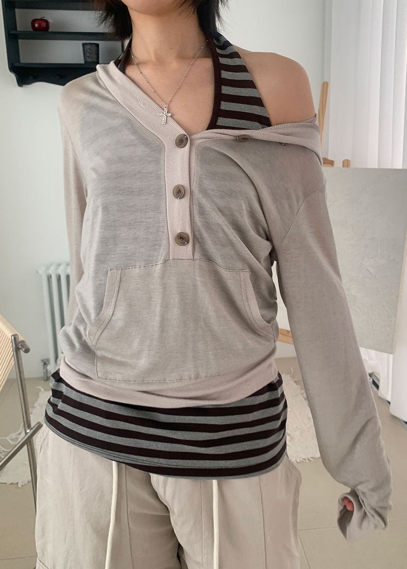 TENCEL BUTTON HOOD TEE