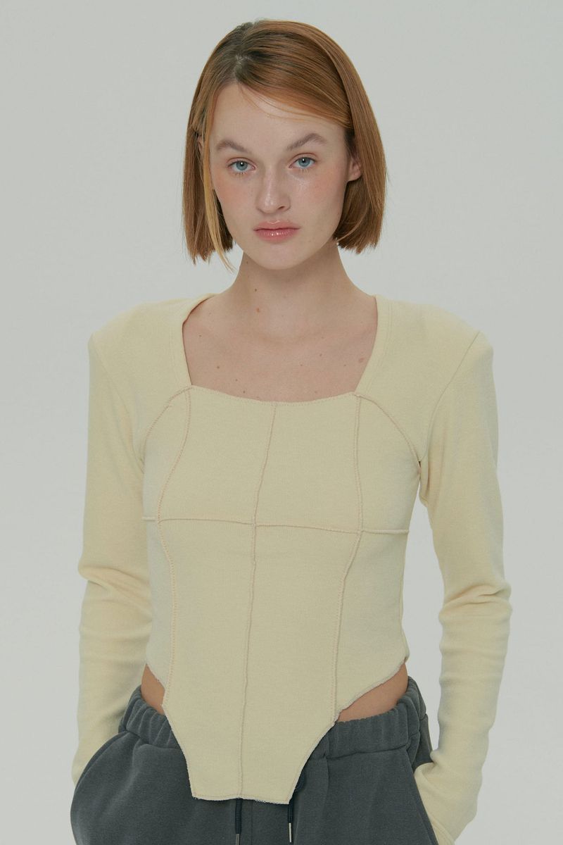 SOFT SQUARE NECK TOP / YELLOW