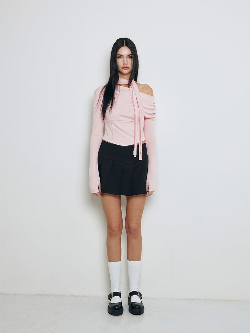 Shirring scarf tshirt (Pink)