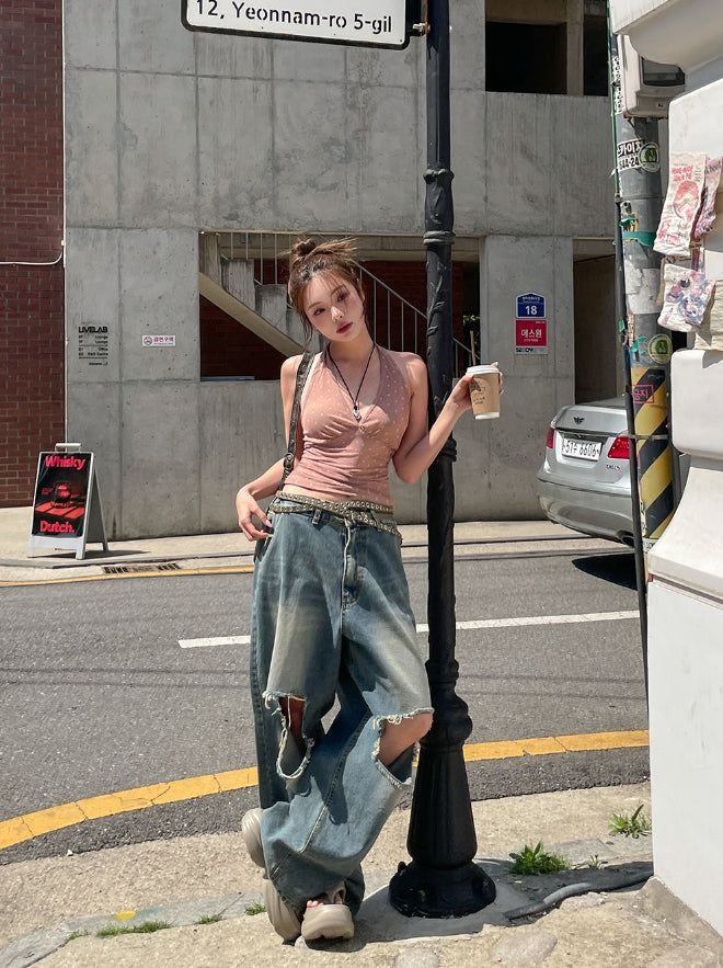 Lecle Funky Damage Balloon Denim Pants