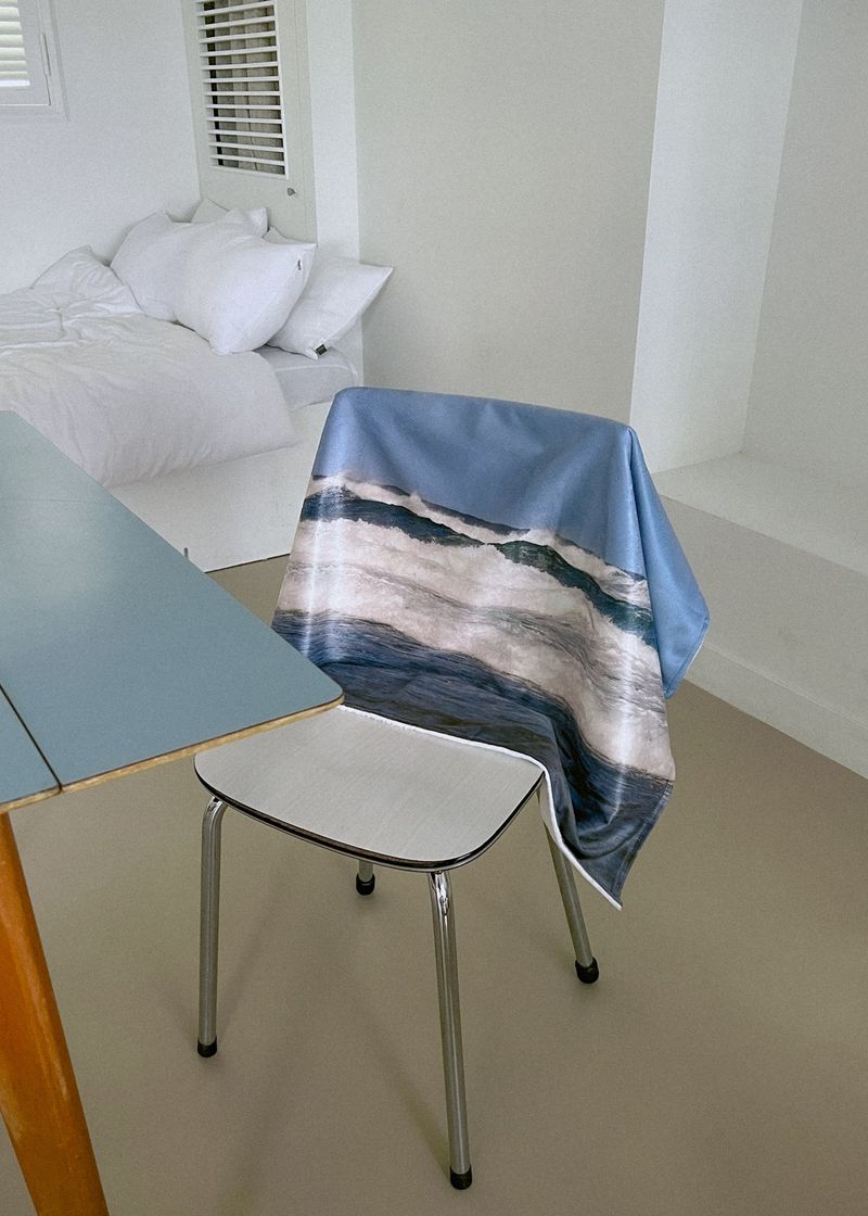 nature pillow blanket - blue bada
