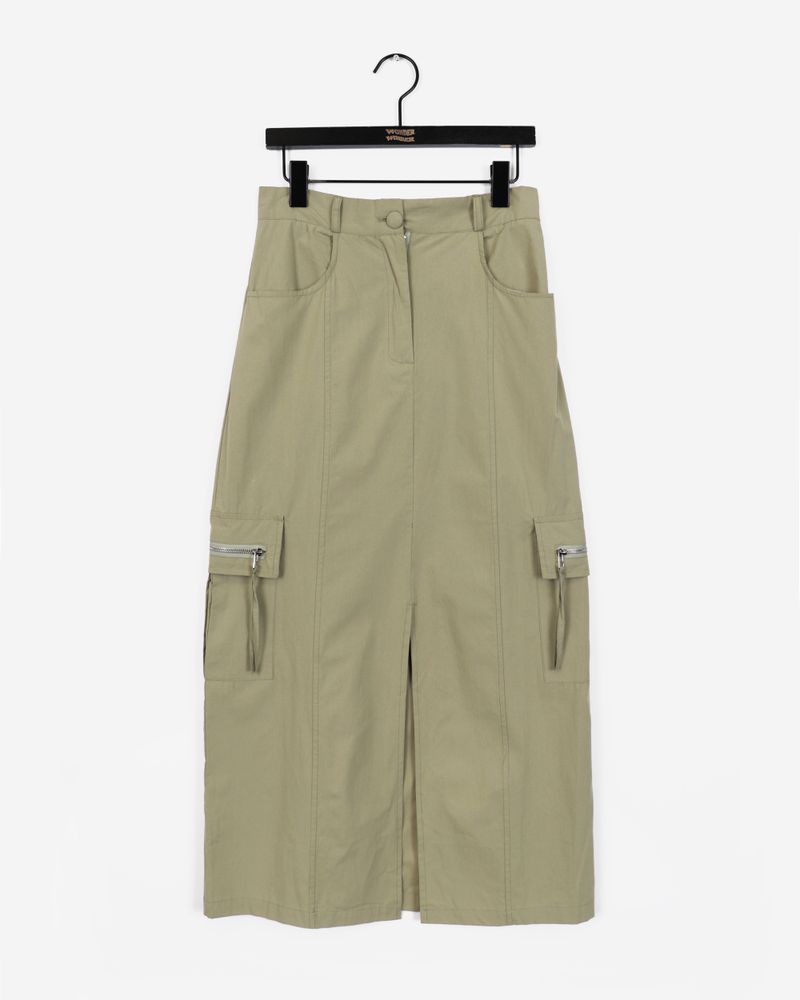 Botto cargo pocket slit long skirt