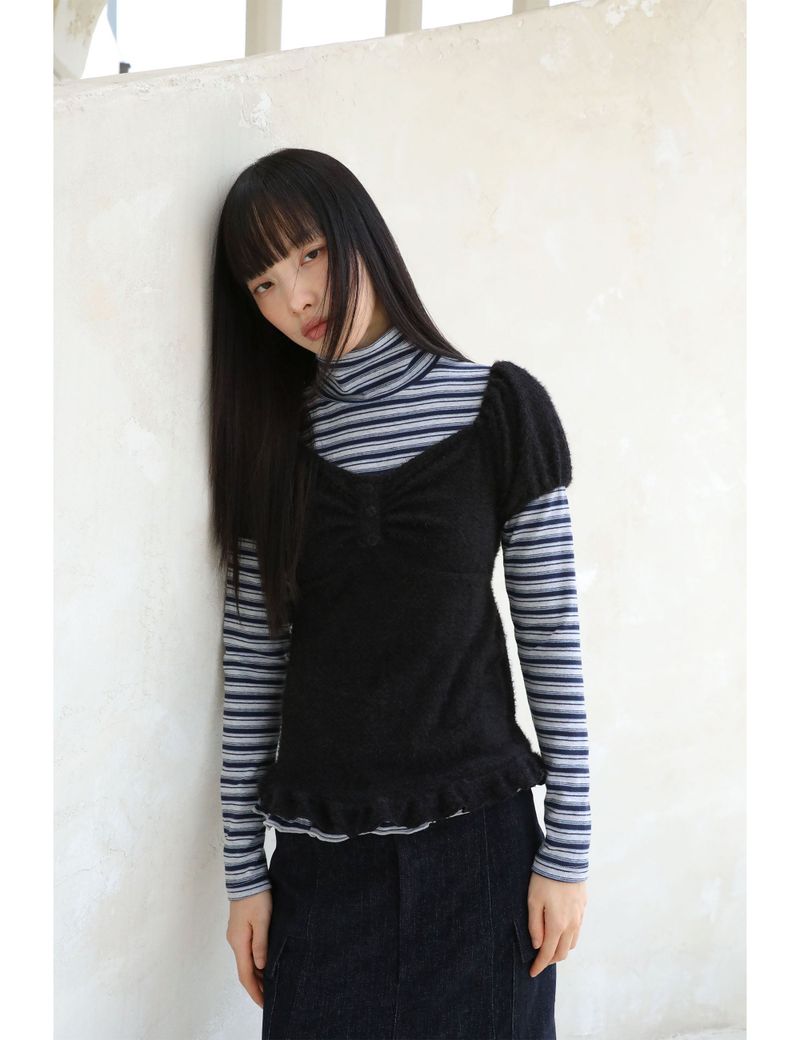 STRIPE TURTLENECK TEE(NAVY)