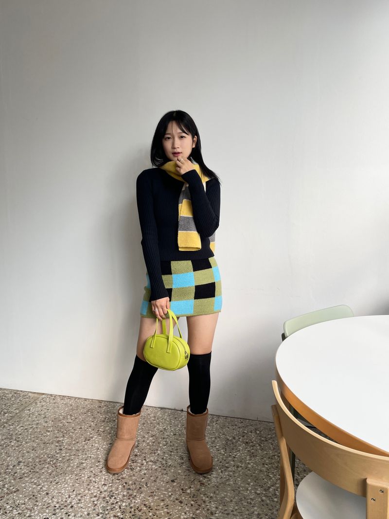 Arco iris（アルコイリス）の「Checkerboard knit mini skirt （Skirts）」