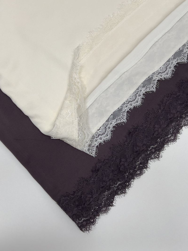 Lace Satin Midi Skirt