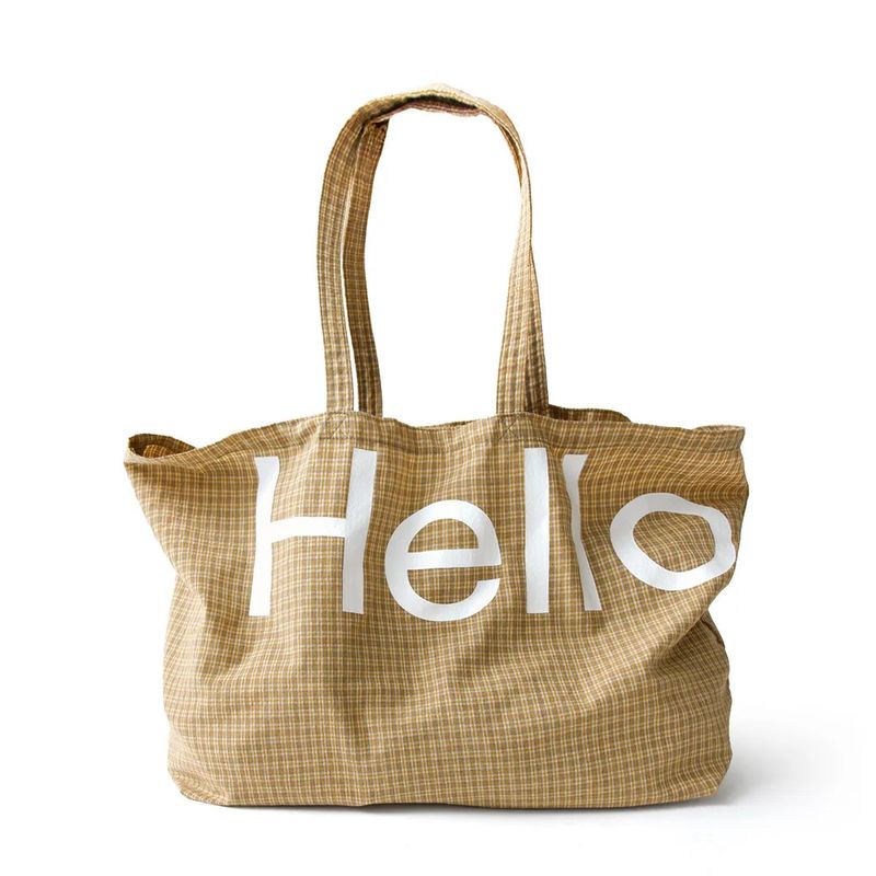 hellodude（ハローデュード）の「ビッグ トートバッグーイエローチェック（バッグ）」