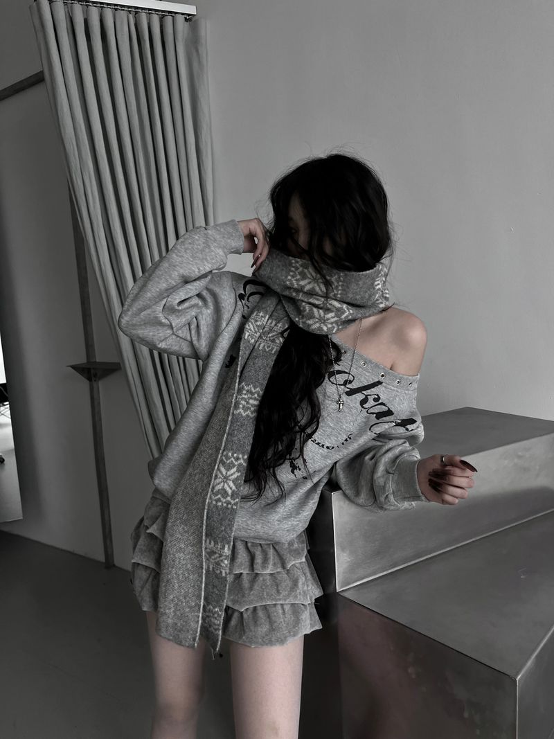 winter jacquard contrast muffler (4color)