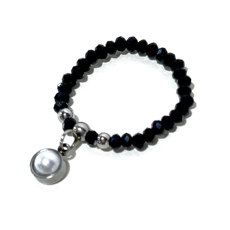 [3SET] Aztec beads rings black